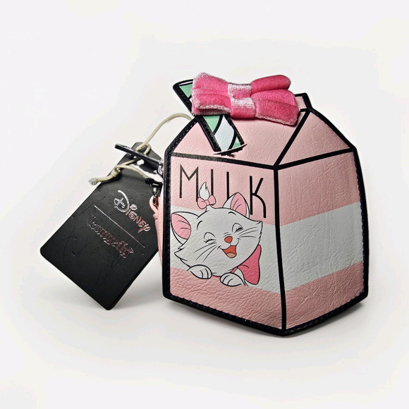Loungefly Handbags - Hard Tag Loungefly Disney Marie Milk Carton Mini Zip Wallet/Pouch Pink White